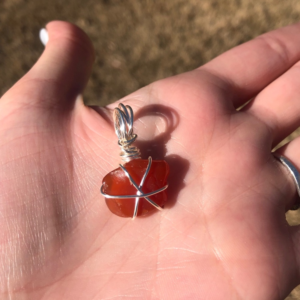 Cherry 🍒 Quartz wire wrapped pendant
